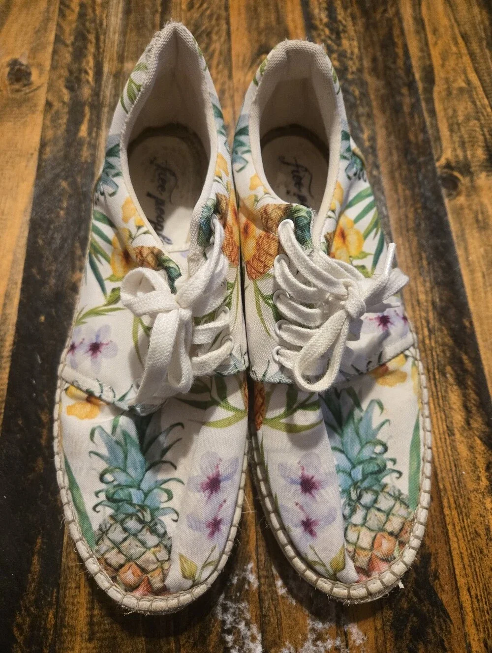 Free People Jackson Espadrille Floral Pineapple Canvas Lace-Up Sneakers